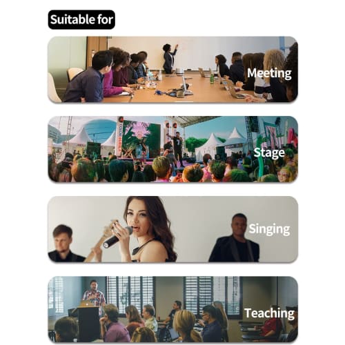 Depusheng W1 UHF Wireless Microphone System, Dynamic Karaoke, Metal Handheld Microphone, 25-Channel Mini Receiver, 50-80m