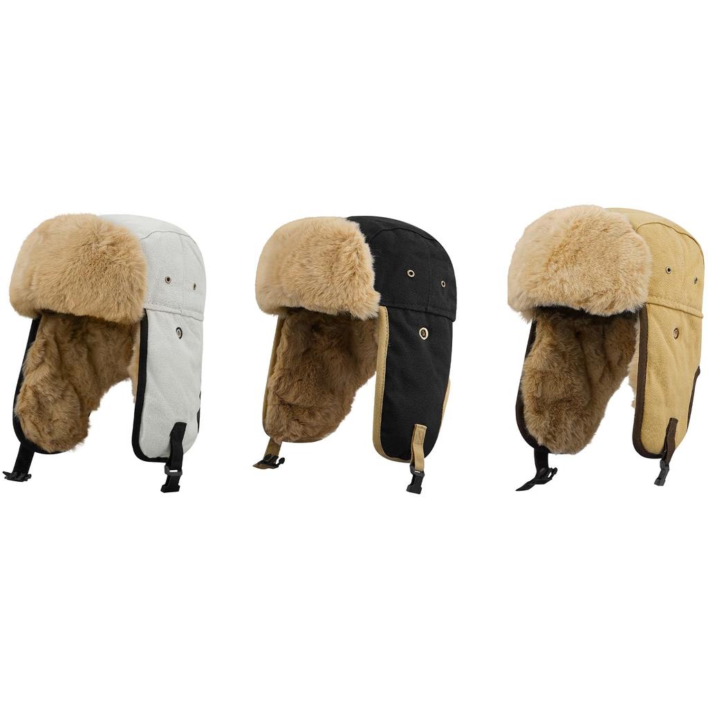 Croogo Pilot Russian Cossack Cap with Ear Flaps and Fur Unisex Winter Hat for Warmth and Perfect for and Outdoor Activities Cap, Lining, Men's Warmth,