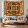 Bohemian Mandala Tapestry, Intricate Floral Design In Warm Orange & Brown Hues, Wall Art for Cozy & Eclectic Rooms