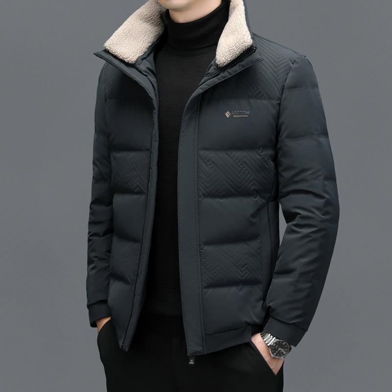 Winter Dicke Daunenjacke für Herren, thermisch und winddicht, schmal geschnitten, neue weiße Entendaunen, kurze Daunenjacke, Übergröße, lässiger Mantel