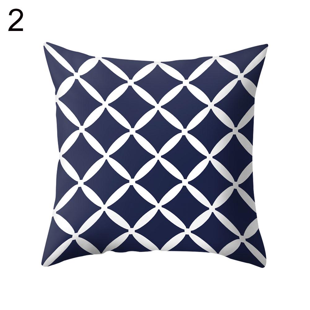 navy geometric pillow