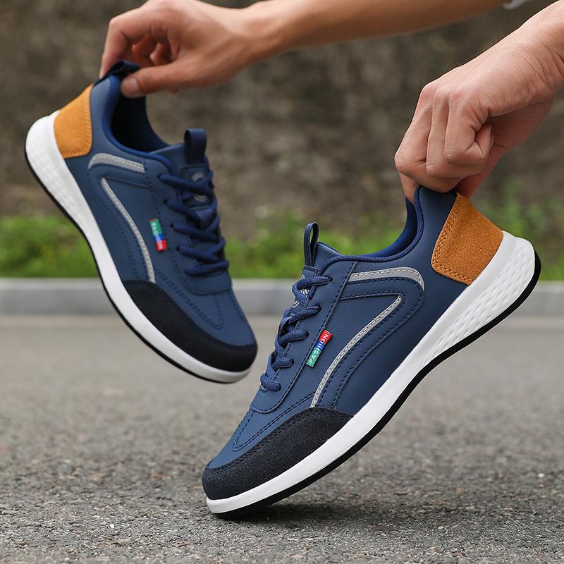 Thin Breathable Men Sneakers PU Leather Climbing Footwear Male Outdoor Light Soft Rubber Sole Jogging Trekking Walking Sneakers