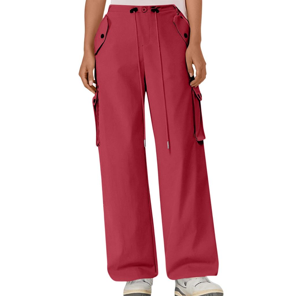 Women's Summer Thin Loose Straight Leg Pants With Multiple Pockets High Waist And Wide Legs Quick Drying Sports Pants (Regular Style)