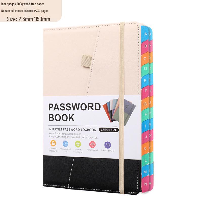 A5 Password-Protected Notebook for Website & Contact Management