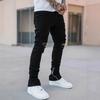 Fußoffener Reißverschluss Hohe Qualität 4 Farben Wasser-Ripped Jeans Herren Gerade Hosen