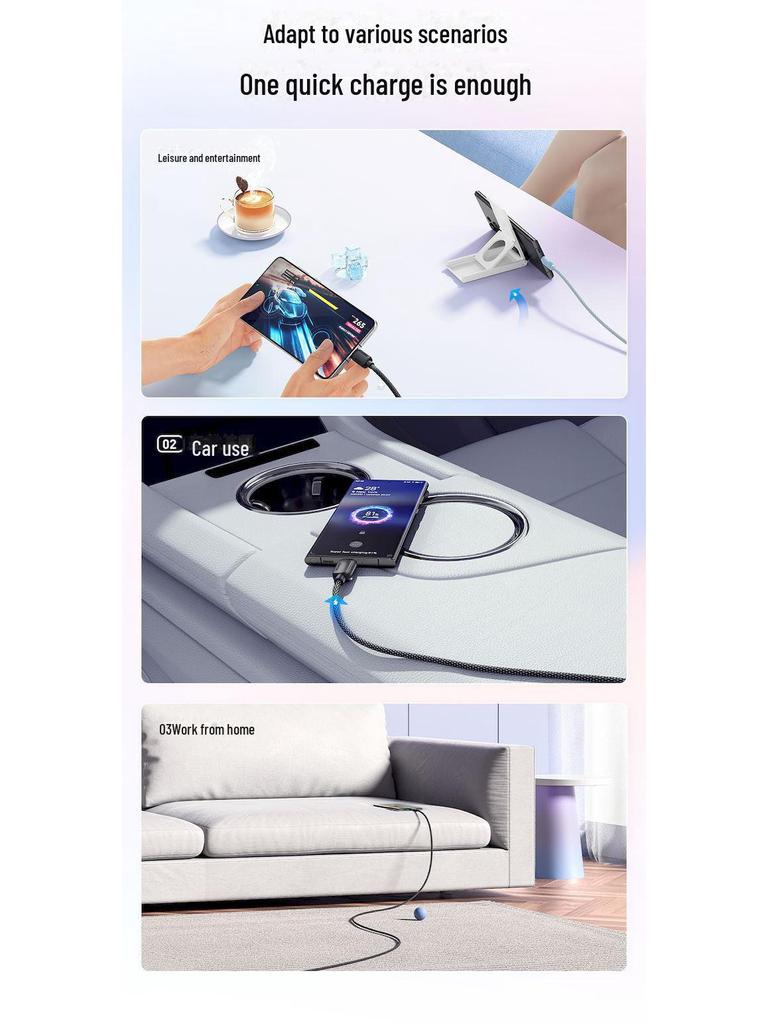 ESSAGER Super Fast Type-C Mobile Phone Charging Cable Compatible with Apple & Huawei