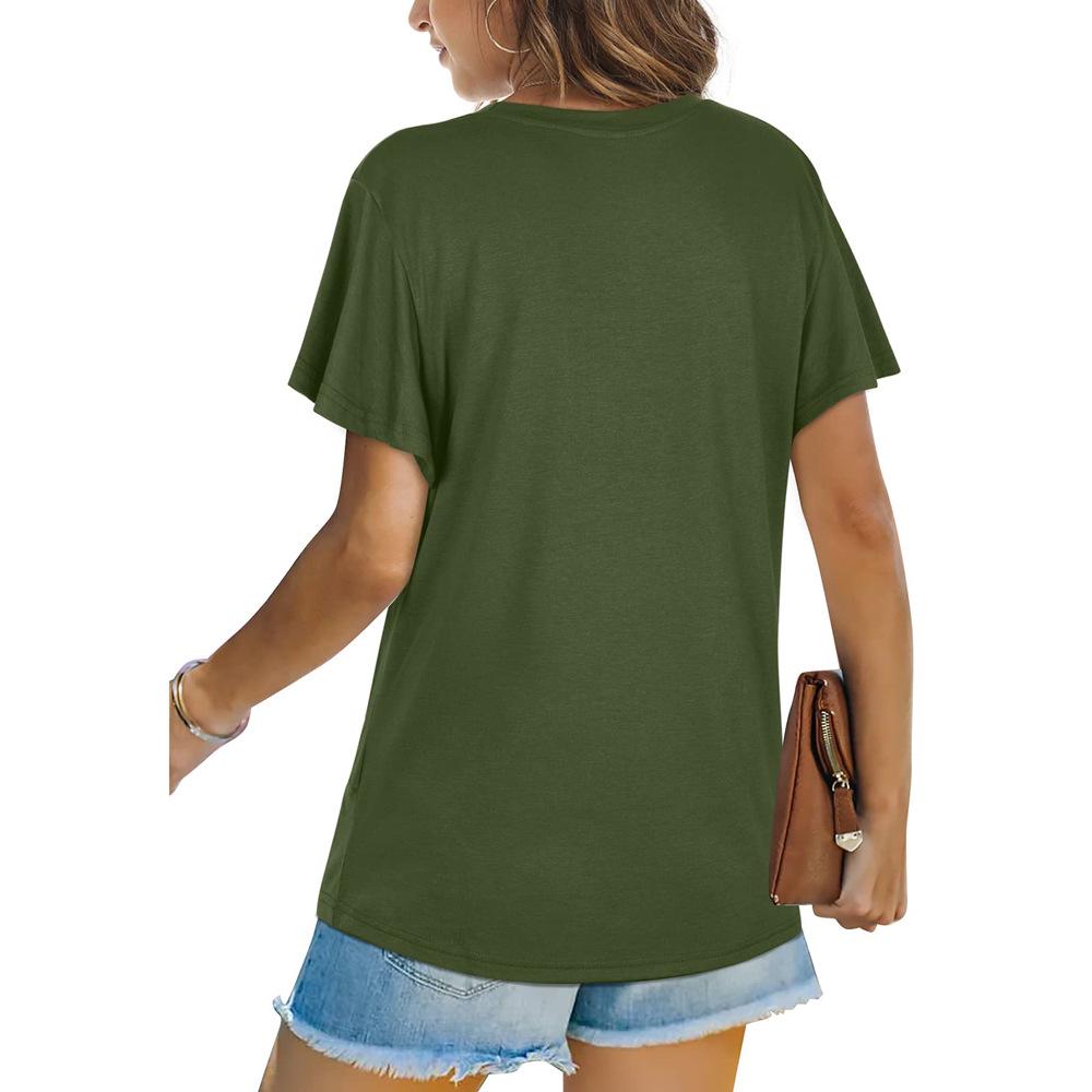 European & American Women's Solid Color Twist Short Sleeve Round Neck T-Shirt