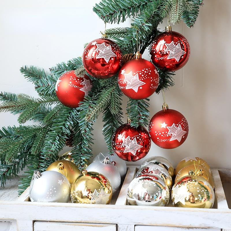 6pcs Christmas Decorations Ball Pendants For Xmas Decor Christmas Tree Ornaments New Year 2024 decorazioni albero di natale