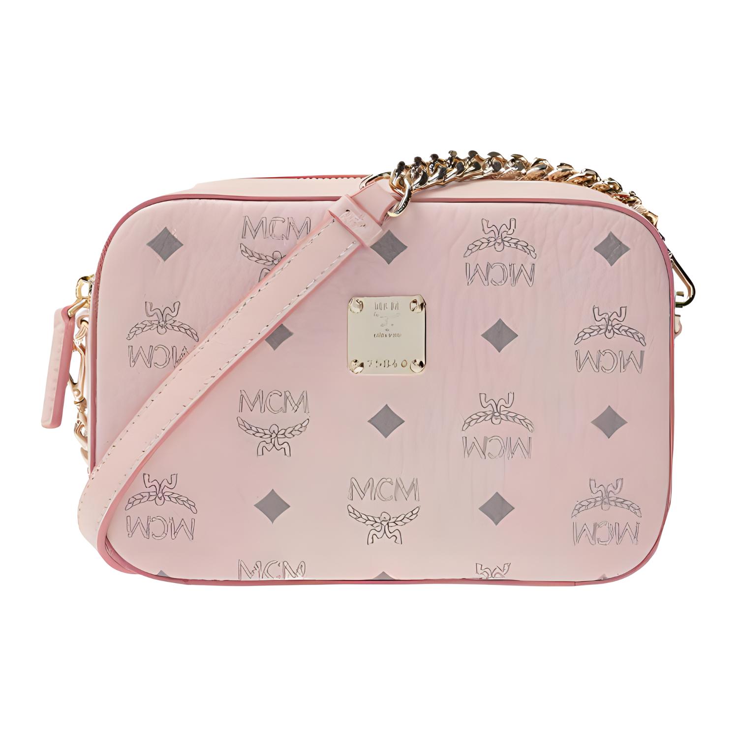 MCM Monogram Print PVC Camera Tas Kleine Crossbody Tas Unisex Tassen Roze MWRAAVI03QH001 Basic Set (Bag+Dust Bag)