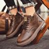 Autumn Men's Casual Short Boots High-top Lace-up Leather Martin Boots Retro