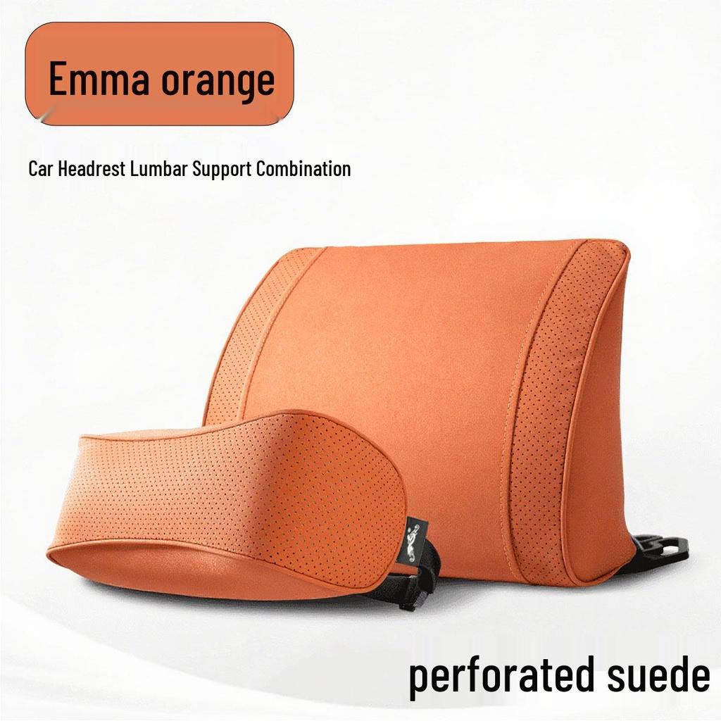 Car Seat Backrest & Neck Support Pillow Set - Unisex Breathable Lumbar & Headrest Cushion