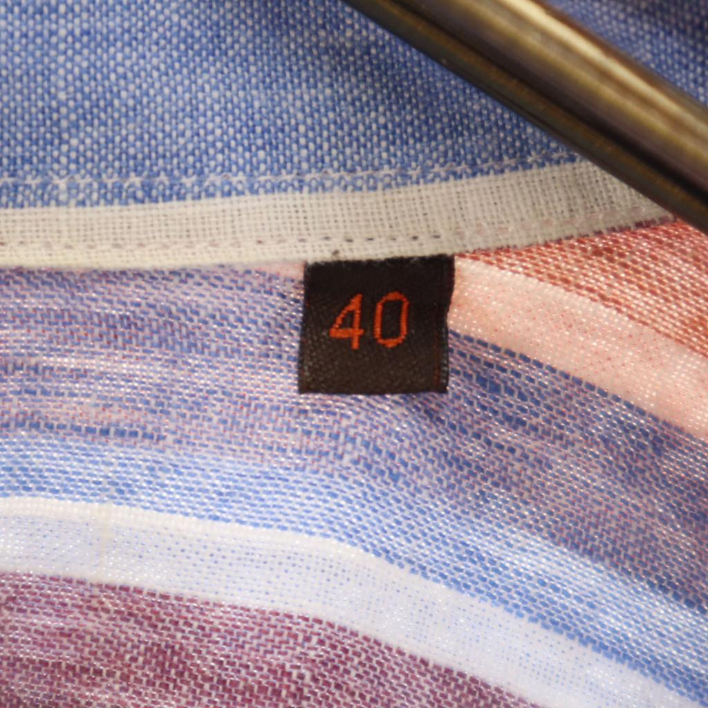 Etro Made In Italy Linen Blend Striped Pattern Short Sleeve Button Down Shirt Men's Used