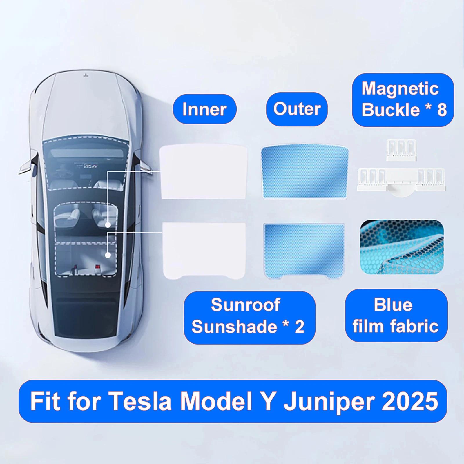 

Car Skylight Curtain Cover Double-Layer Heat Insulation Sunscreen Curtain Set For Tesla Model Y 2025-2025/ Model 3 2025-2025