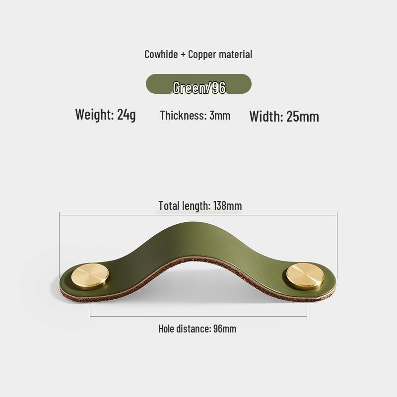 Cross-Border Brass and Leather Cabinet Pull Handle