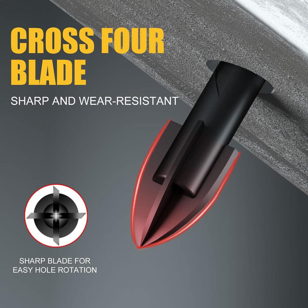 3/16”-1/2 Concrete Drill Bit Set 10PC, Masonry Drill Bits for Brick, Glass, Plastic and Wood, Tungsten Carbide Tip Work