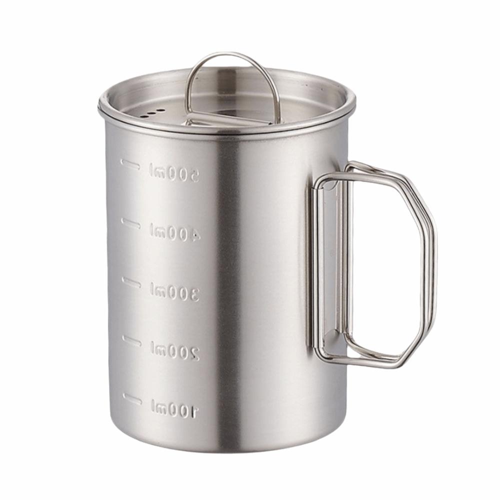 

With Lid Camping Cup 500ml Camping Coffee Mug Durable Camping Mug Hiking Adventures серебряный
