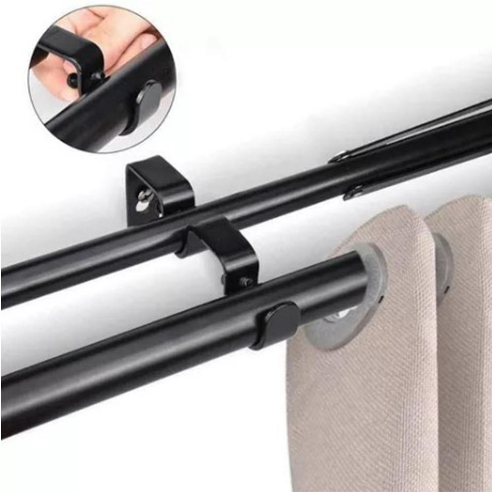 3Pcs 12.2 x 5.3cm Double Curtain Rod Bracket Iron Drapery Hook Curtain Rod Holder For Living Room
