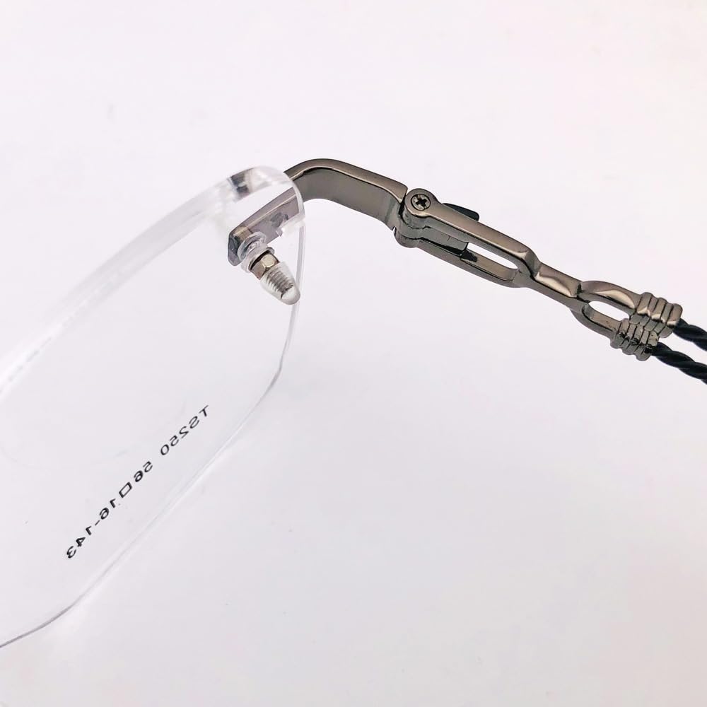 RSINC Rimless Frame | Spectacle Eyeglass Metal Cup For Men & Women for Fashion  TS250 56-16-143 C2 BR 3 (Gun Black) FR Gun Black TS250 C5 | BR 3