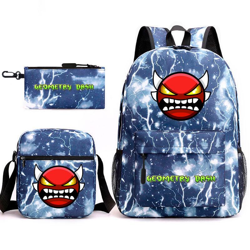 Geometry Sprint Game Backpack Geometry Dash Heat Transfer Backpack Elementary School Bag Leisure Bag