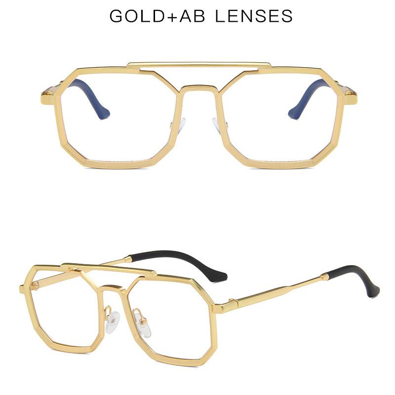 

Polygon Punk Sunglasses Men Women Brand Style Vintage Sun Eyeglasses Metal Material Steampunk Style Stylish Oculos de sol UV400 Adult