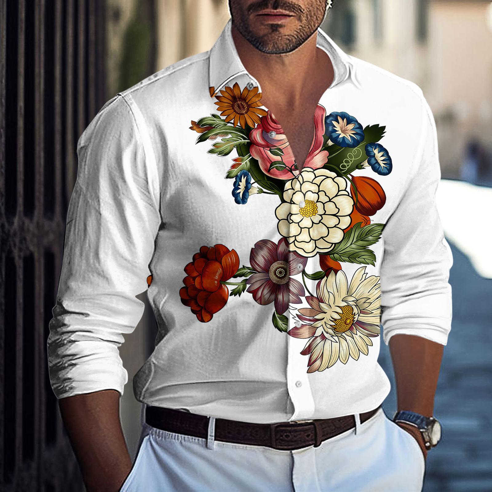 

Мужская летняя новая свободная рубашка с длинным рукавом с принтом, кардиган, пляжная рубашка M белый