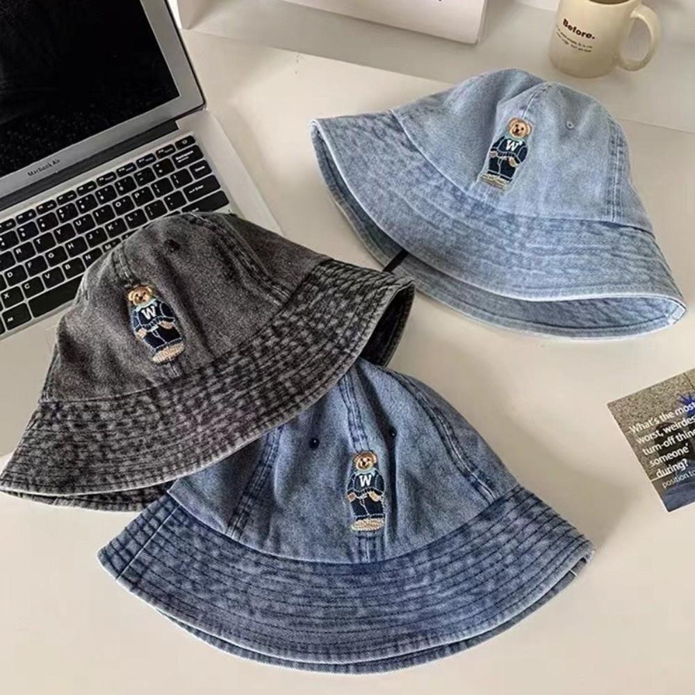 Versatile Denim Bucket Cap Korean Sun Protection Hat Cute Denim Fishing Cap  Spring Summer