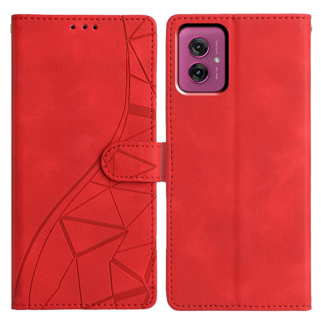 For Motorola Moto G55 5G Case Wallet Stand Imprinted Triangle Pattern Leather Phone Flip Cover