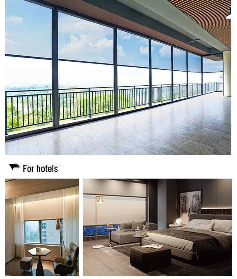 Smart Windproof Electric Roller Blind: Automatic Lifting, Light Blocking, Rainproof, Mosquito-Proof, Remote-Controlled Balcony Curtain.