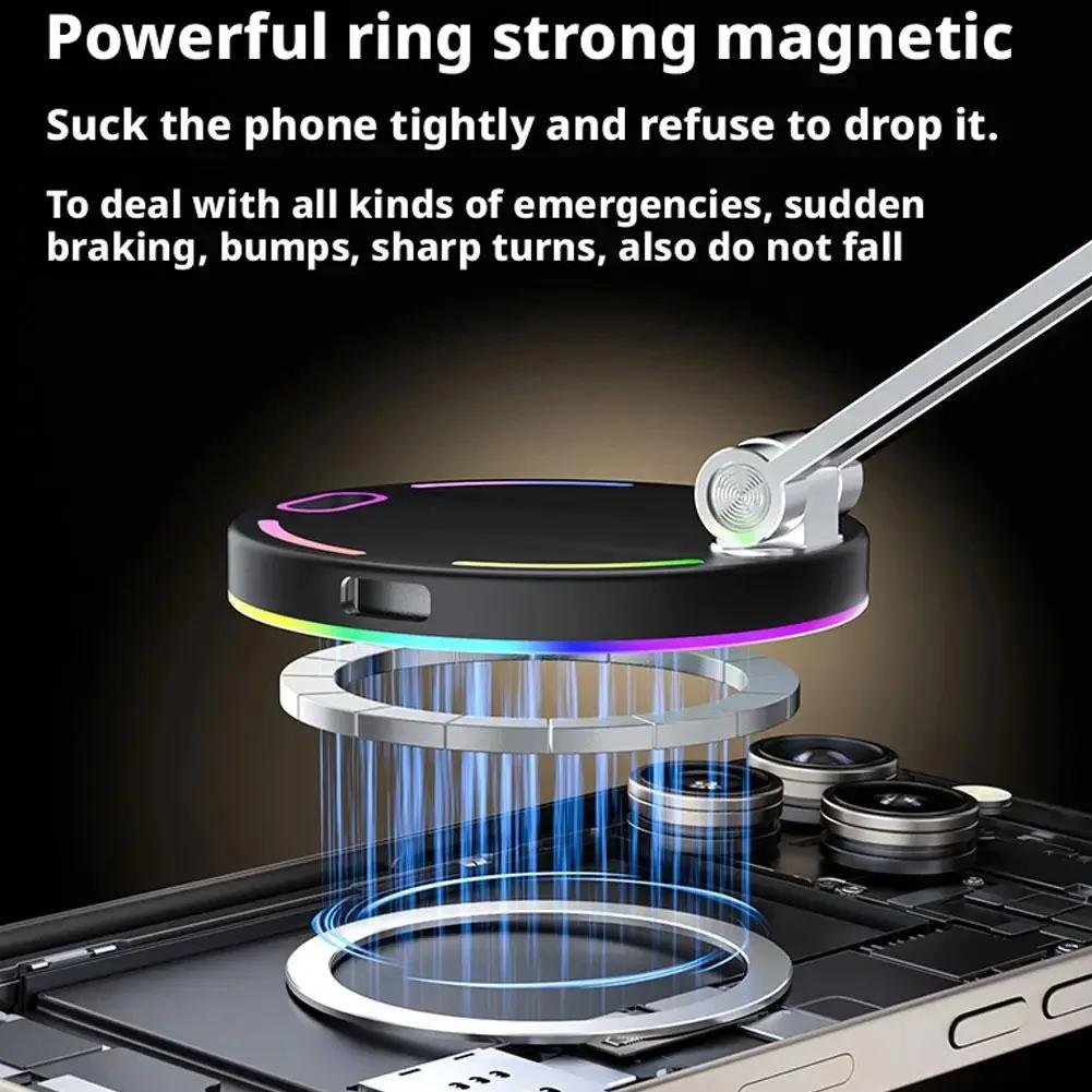 360 Degree Rotatable & 15W Wireless Charger Vacuum Suction Magnetic Car Phone Holder Car GPS Navigation Mount