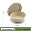 Eco-Friendly 350ml Sugarcane Pulp Disposable Bowls with Lids, 50-Pack