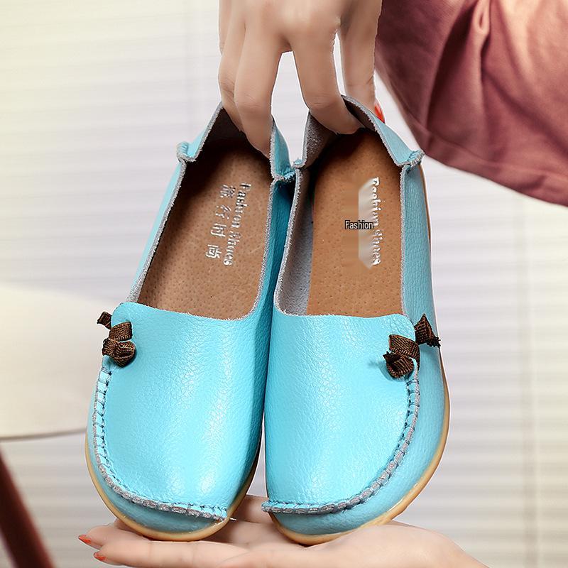 Plus Size Genuine Leather Low-Top Loafers for Women