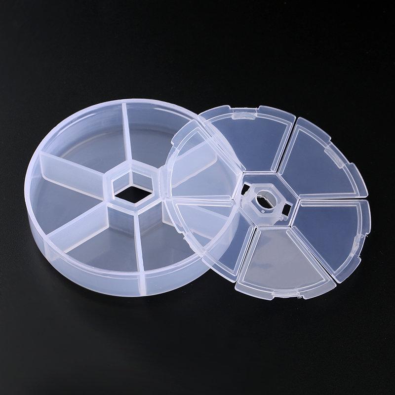 6 slots/8 slots round Compartment Plastic Storage Box for Beads earrings Adjustable Jewelry Container Transparent Box Case