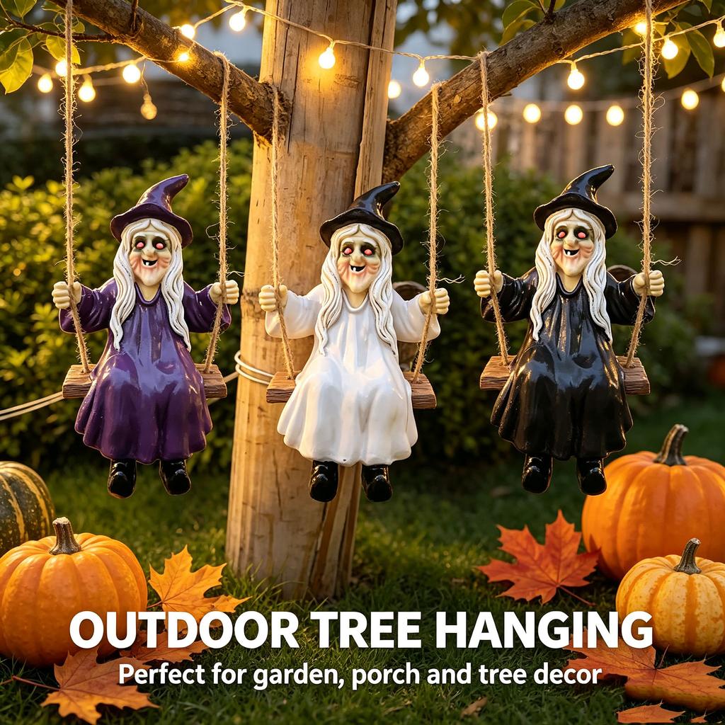 Halloween Witch Swing Hanging Decoration for Indoor Outdoor Party
