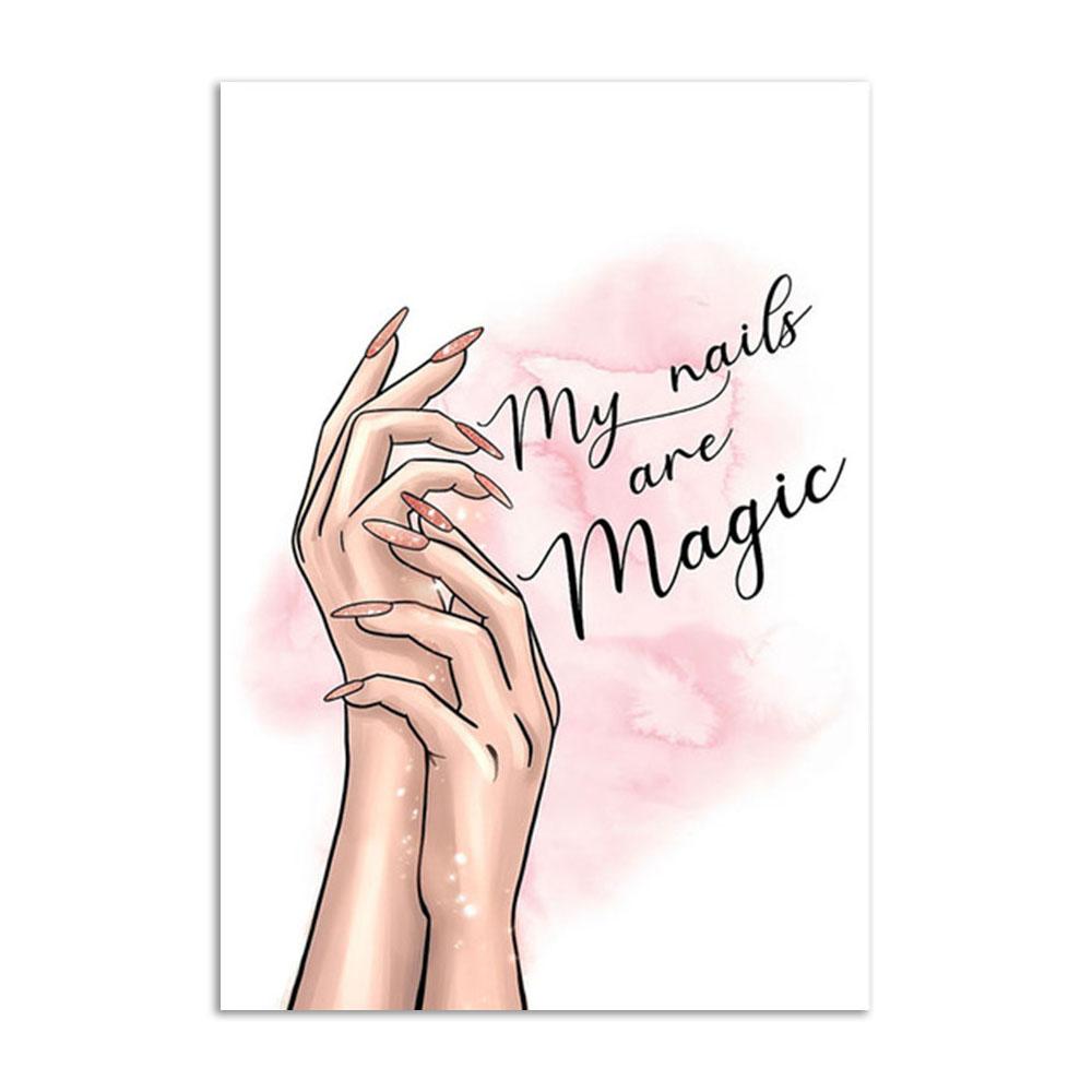 Fashion Women Make Up Wall Art Poster and Prints Nail Rouge Lips Modern Canvas Painting Pink Picture Decoration Office Gift Art