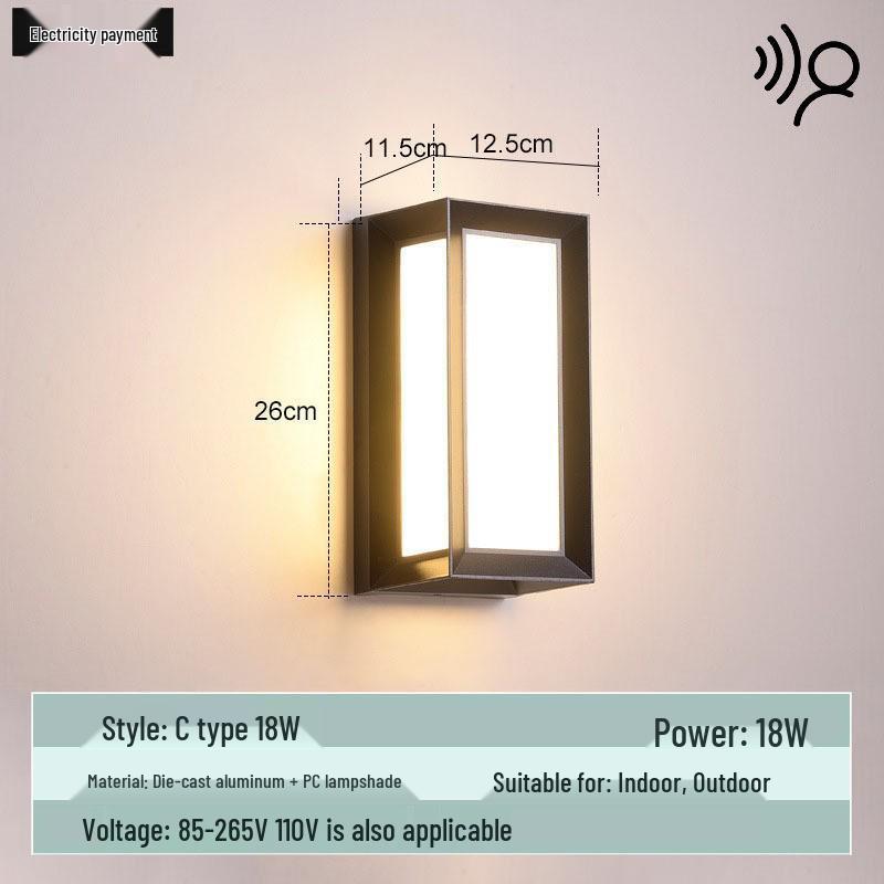 Waterproof Minimalist LED Wall Light with Smart Sensor for Outdoor Use