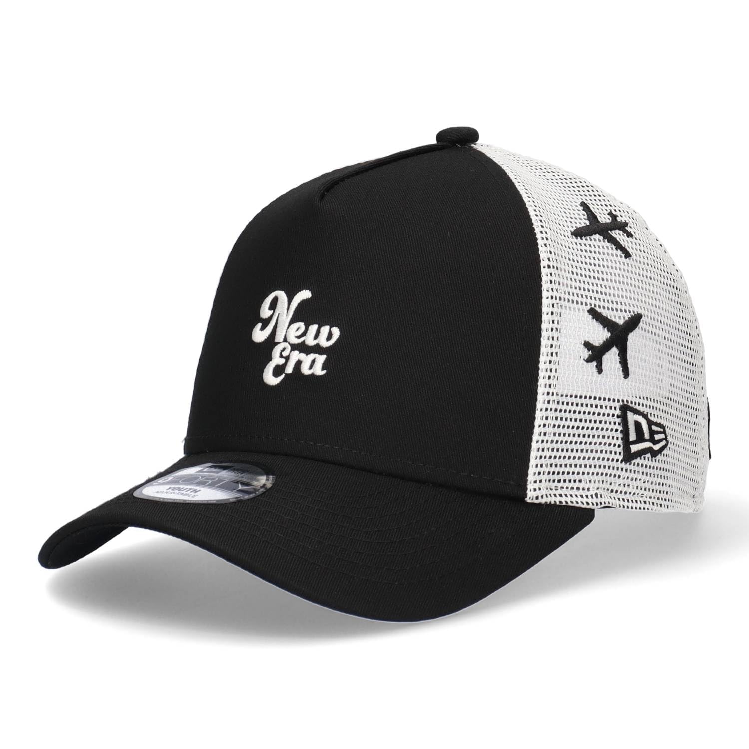 

New Era Youth 9FORTY Embroidered Mesh Cap Kids Children Hat Size Adjustment (JP, Number Size, 52.0 cm, 55.8 cm, Black)