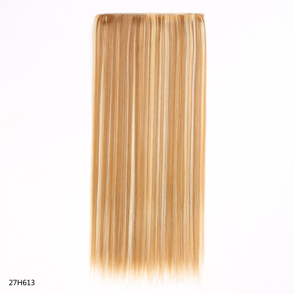 Synthetic Hair Extension Clip Ins One Piece With 5clips Long Straight Hair Brown Blonde Color For Women Daily Use