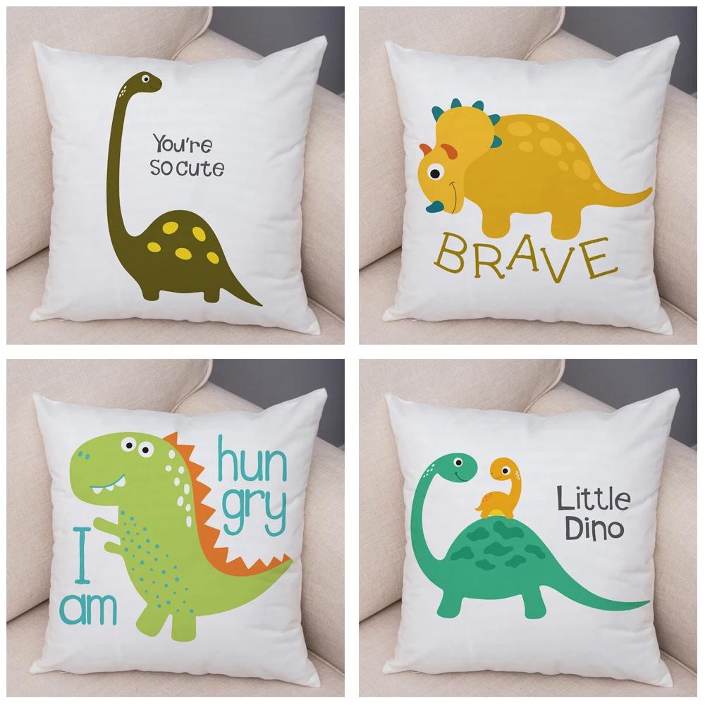 Niedlicher Jurassic Dinosaurier Kissenbezug Dekorative Cartoon Tier Kissenhülle Kinderzimmer Sofa