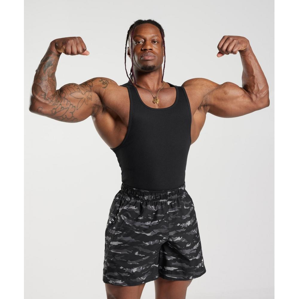 Gymshark Camiseta sin mangas acanalada, paquete de 3, color blanco, negro, gris piedra jaspeado, A5a2e Wcc7.