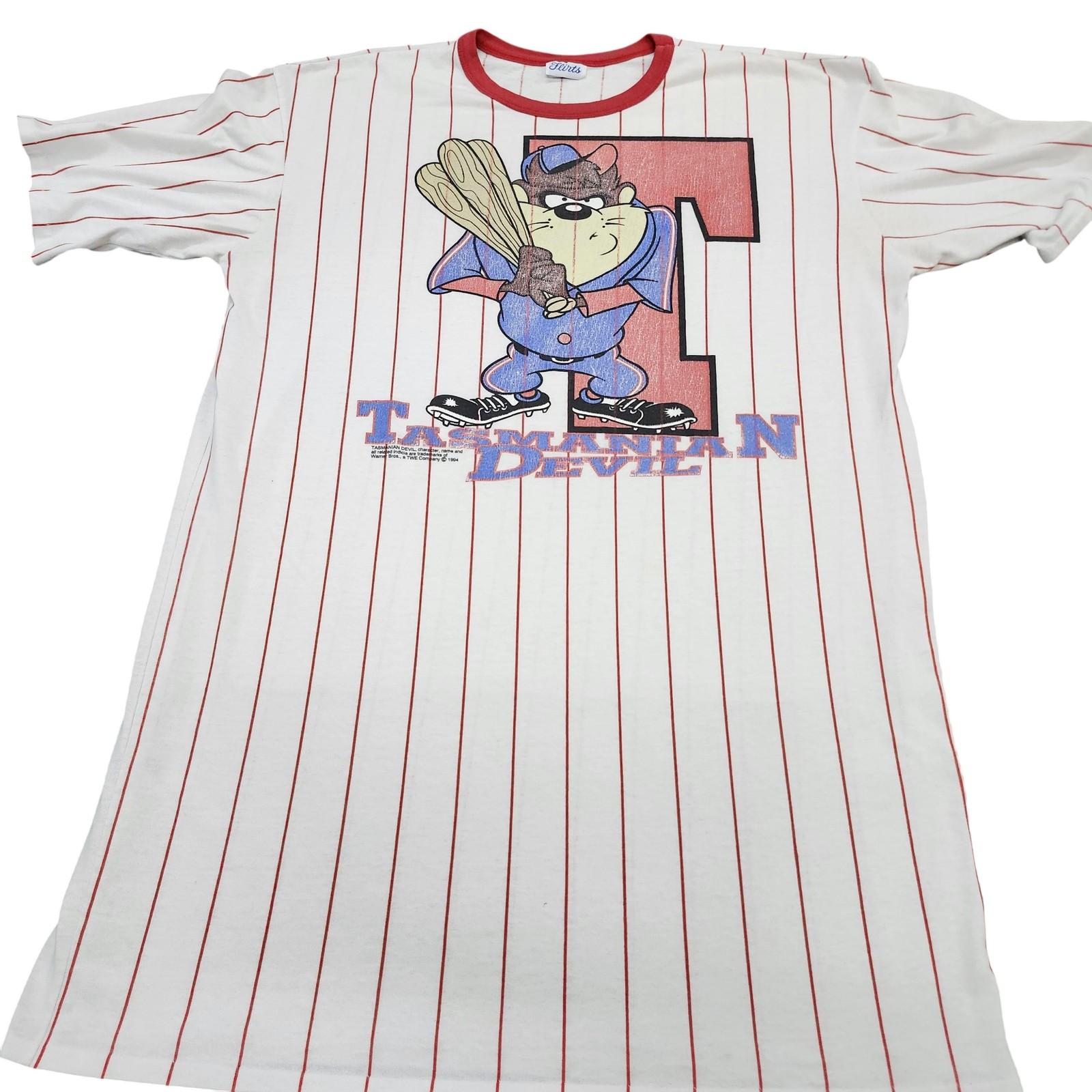 Vintage Flirts Shirt Mens Large Looney Tunes Tasmanian Devil Baseball Tee Unisex T-Shirt L