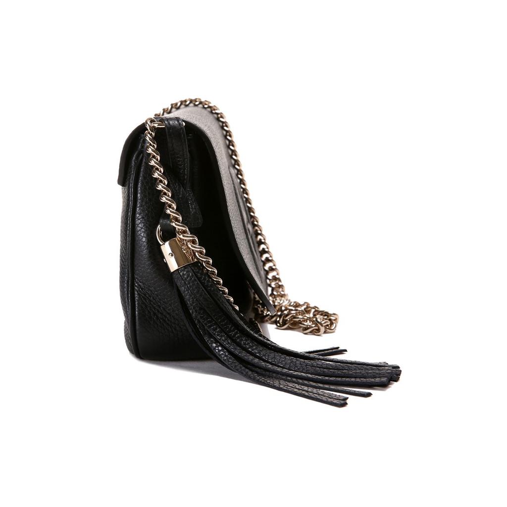 Gucci Impressed Logo Chain Tassel Leather Crossbody Shoulder Bag Women bags Black 536224-A7M0G-1000