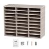 Wood Literature Organizer File Sorter Paper Storage Holder 27 Slots Grey