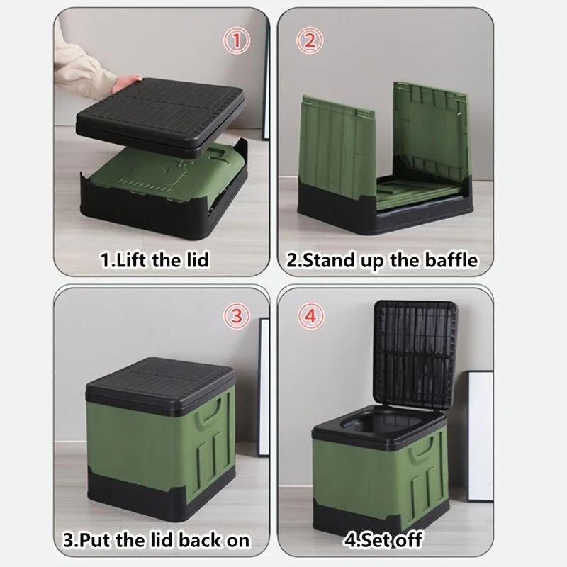 1PCS Multifunctional Outdoor Storage Box Collapsible Toilet Portable Emergency Toilet Camping Travel Car Use Folding Organizer