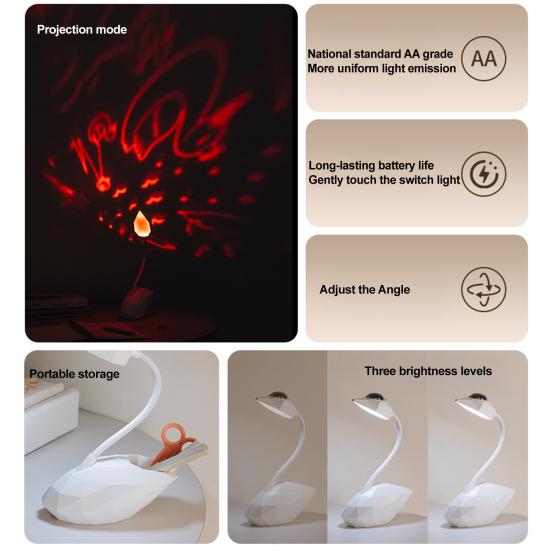 LED Desk Lamp with 360-Degree Gooseneck Desk Flicker Free 3 Lighting Modes Dimmable Study Table Light with Pen Holder