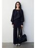Relaxed Batwing Sleeve Top & Crochet Long Pants Knit Set