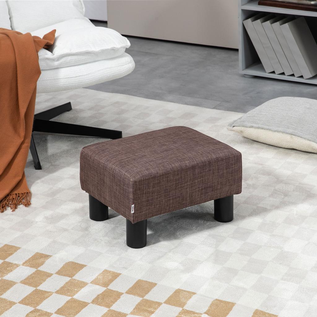 Hocker mit Stoffbezug in Leinenoptik, bis 110 kg, Braun, 40 x 30 x 24 cm