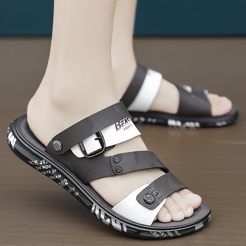 

Модные летние новые мужские сандалии Удобные и нескользящие шлепанцы Уличные пляжные сандалии Повседневная обувь на плоской подошве 39 серый