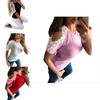 Trendy Women Short Sleeve Off Shoulder Lace Splice Blouse With Comfortable Fit