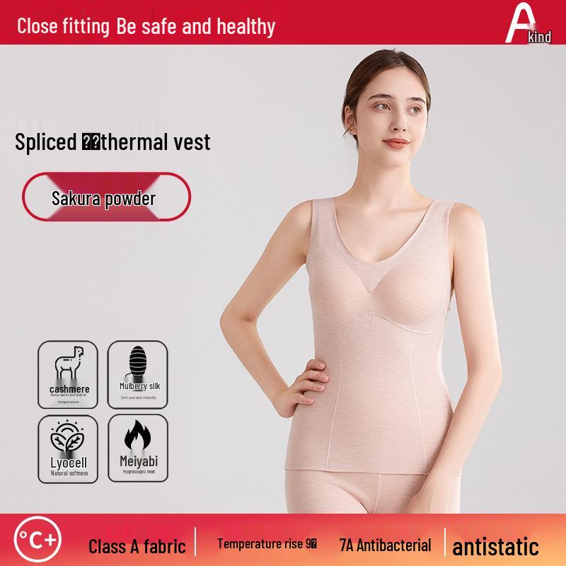 Women's German Wool Thermal Vest: Thickened Silk, Cashmere Blend with Chest Pad for Autumn/Winter