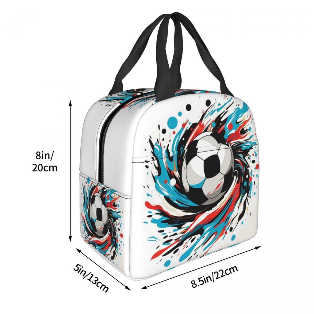 Graffiti Soccer Painting Insulated Lunch Bag for Kids School Cooler Thermal Food Box Tote Portable Lunch Boxes Container